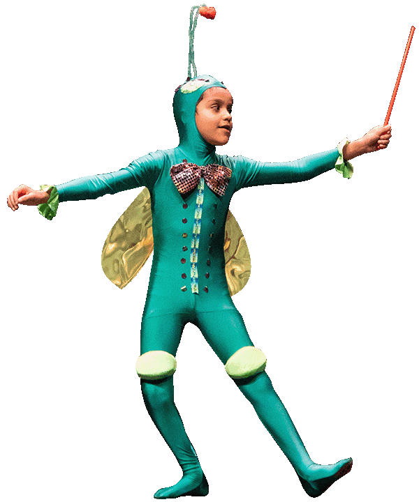 ballet dancer in a grasshopper costume